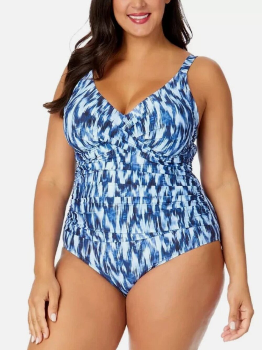 Anne Cole Plus 20W abstract One Piece Swimsuit Blue